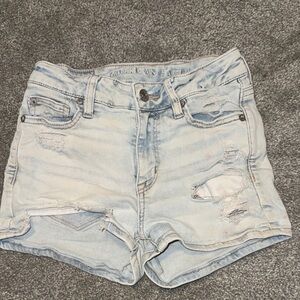 American Eagle Outfitters Light Blue Distressed Jean Shorts